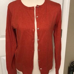 NWOT Loft: orange cardigan sweater w/glass buttons